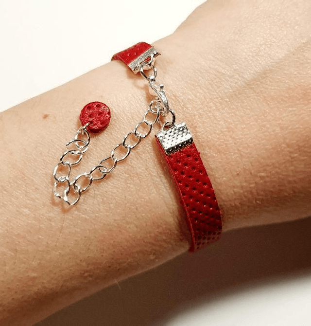 Bracelet -en cuir anel Rouge