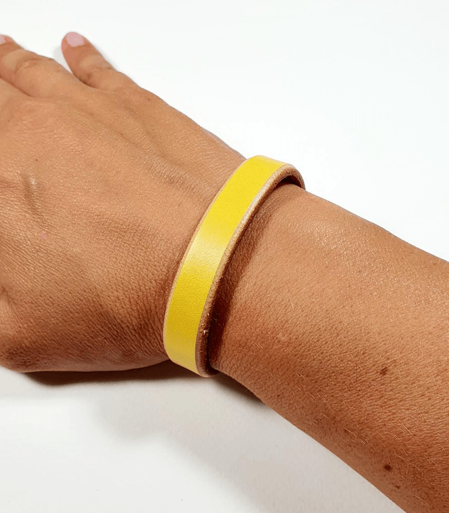 Bracelet Jonc En Cuir Jaune