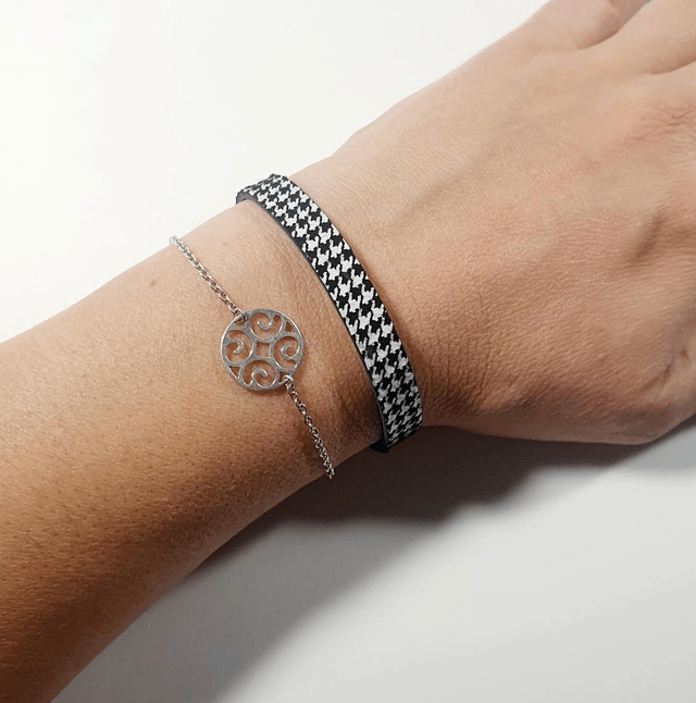 Bracelet pied de poule noir et blanc