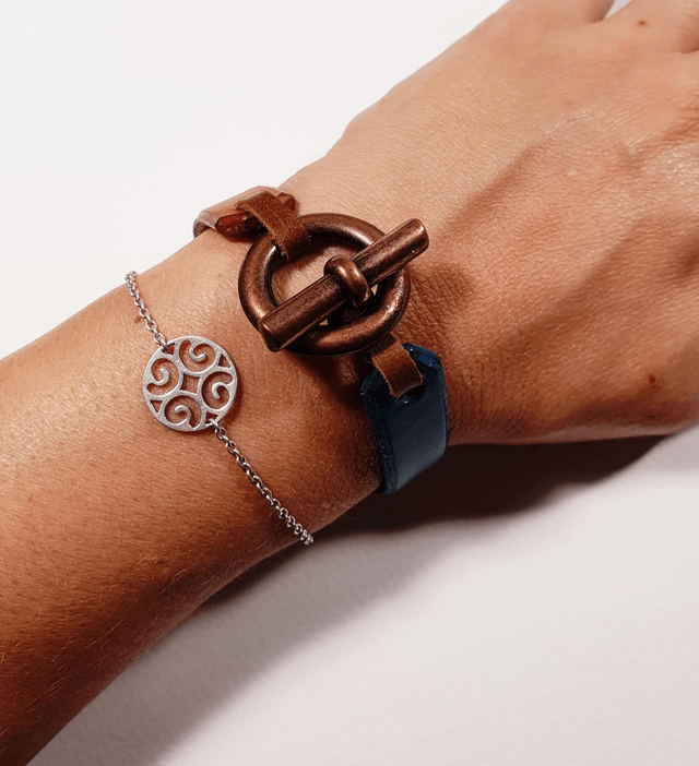 Bracelet Jonc en cuir Bicolore