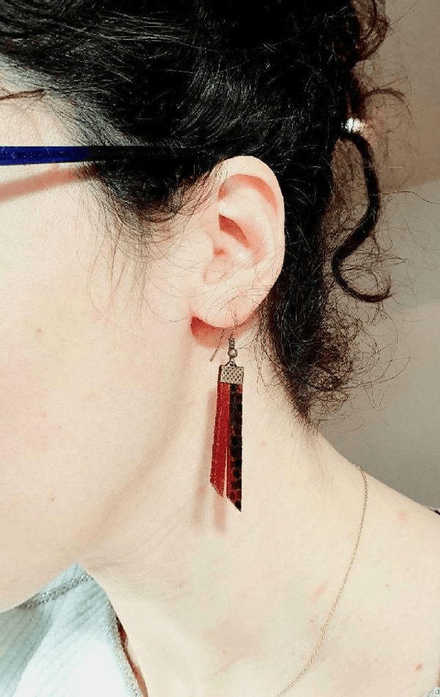 Boucles d'oreilles frange en cuir véritable