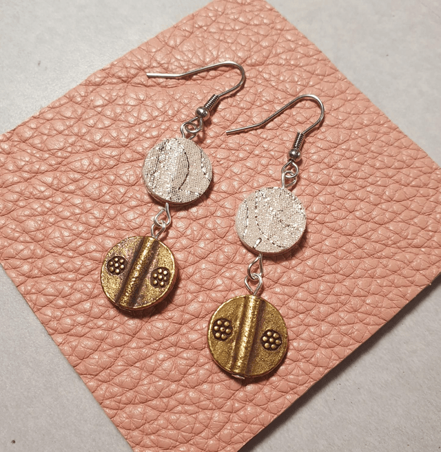 Boucles D´oreilles Pendante Laiton Et Cuir
