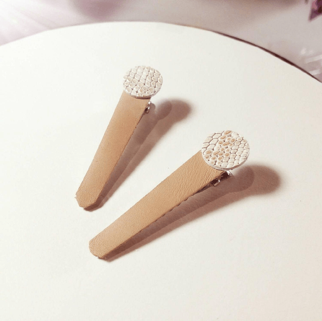 Lot de 2 pinces crocodile en cuir véritable