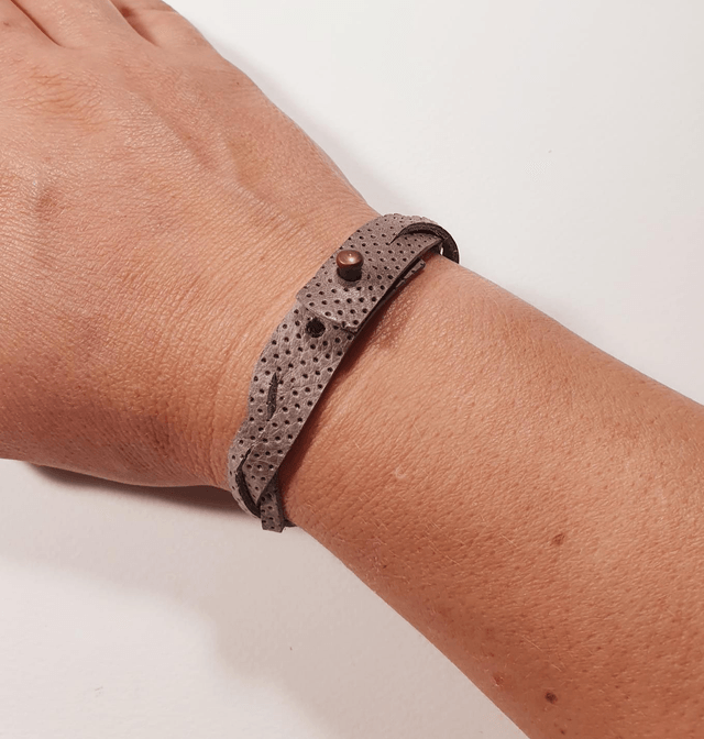Bracelet Tressé Marron Taupe