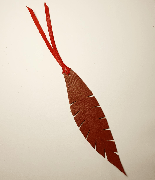 Marque-page cuir - feuille marron
