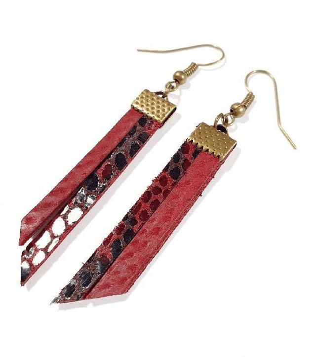 Boucles d'oreilles frange en cuir véritable