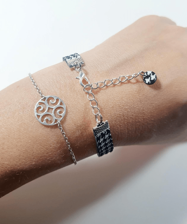 Bracelet pied de poule noir et blanc