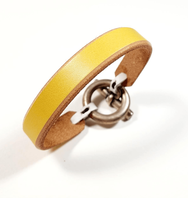 Bracelet Jonc En Cuir Jaune
