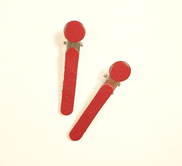 Lot de 2 pinces crocodile en cuir véritable