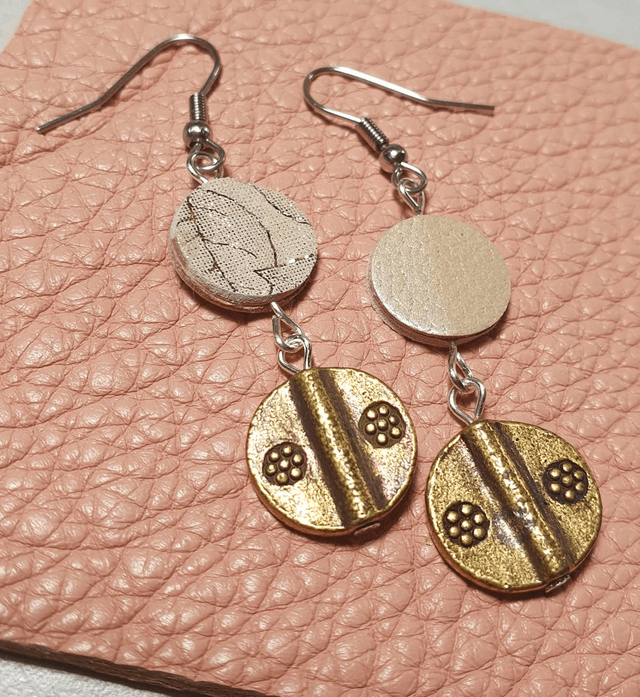 Boucles D´oreilles Pendante Laiton Et Cuir