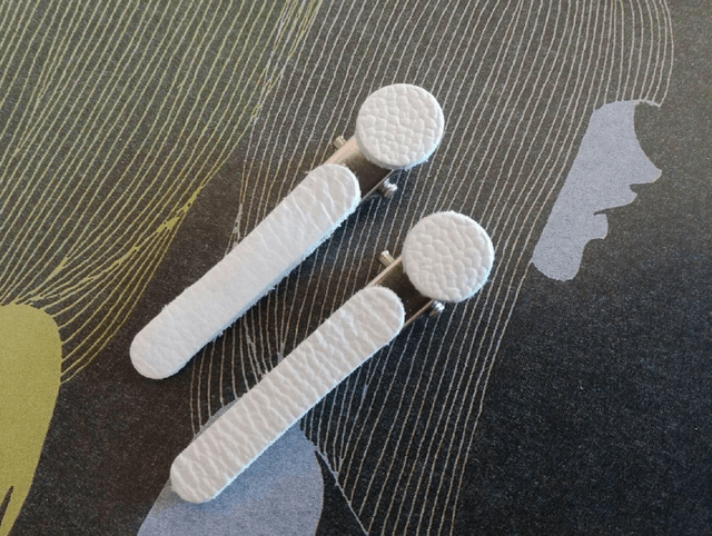 Lot de 2 pince s crocodile en cuir véritable