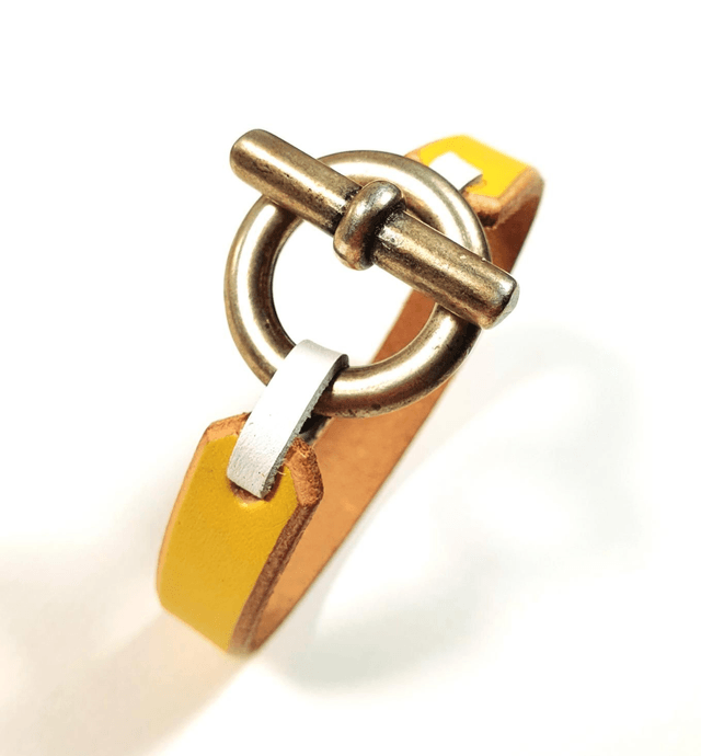 Bracelet Jonc En Cuir Jaune