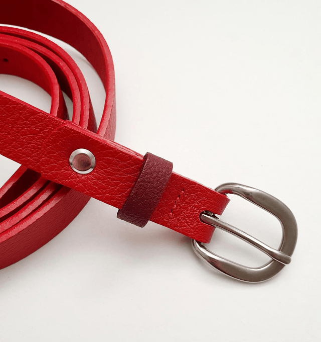 Ceinture cuir rouge graine 19mm