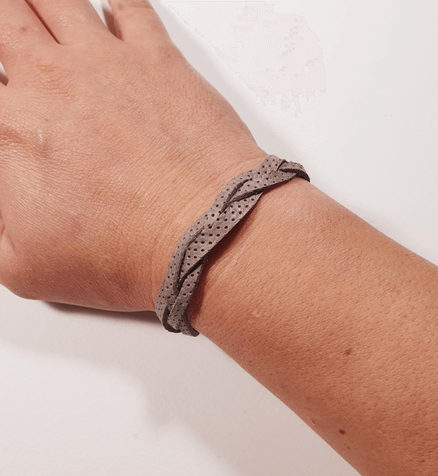 Bracelet Tressé Marron Taupe