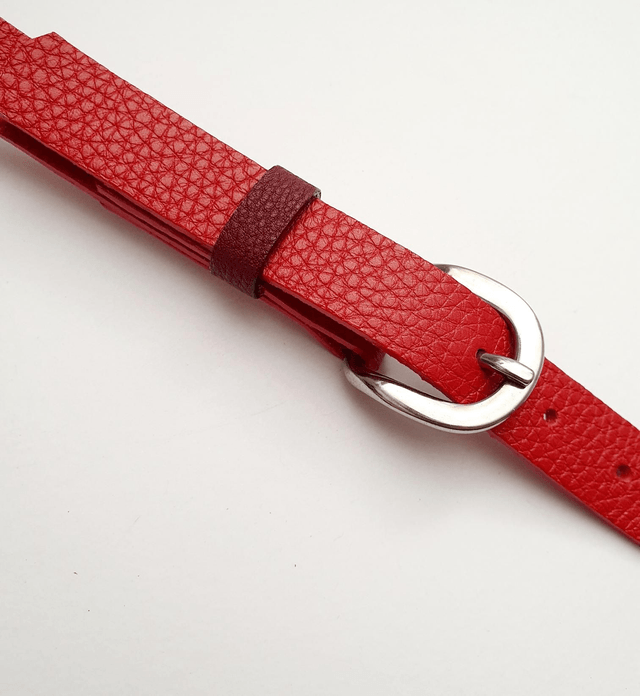 Ceinture cuir rouge graine 19mm