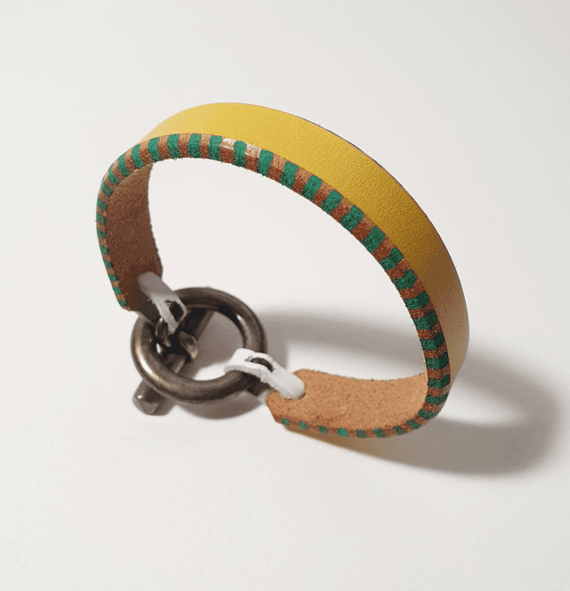 Bracelet Jonc En Cuir Jaune
